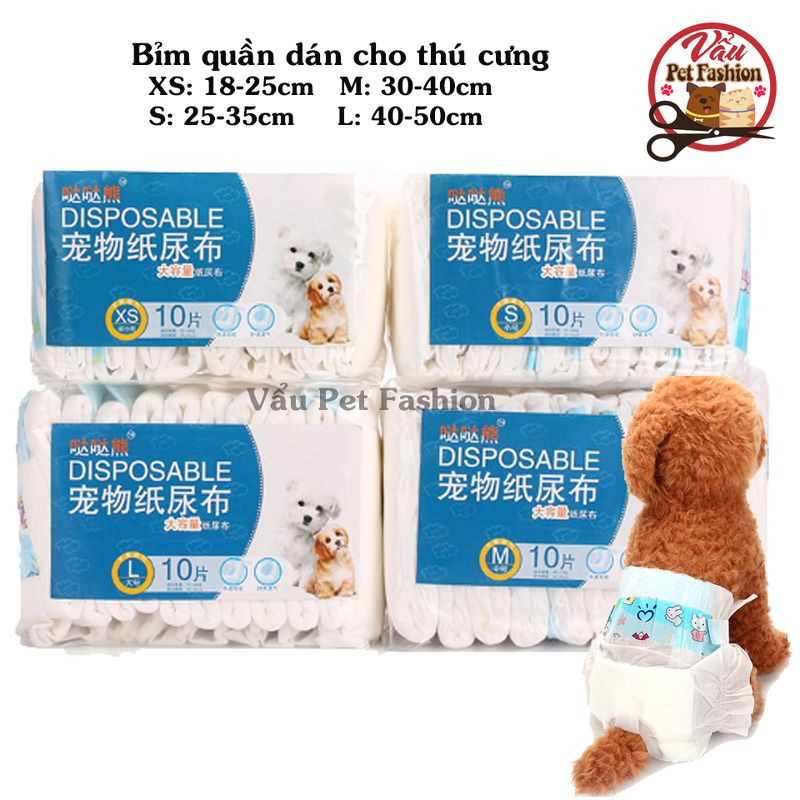 Hộp 10 miếng bỉm quần chó mèo cao cấp size L từ 6-17kg loại siêu thấm (sunzin hn 395)